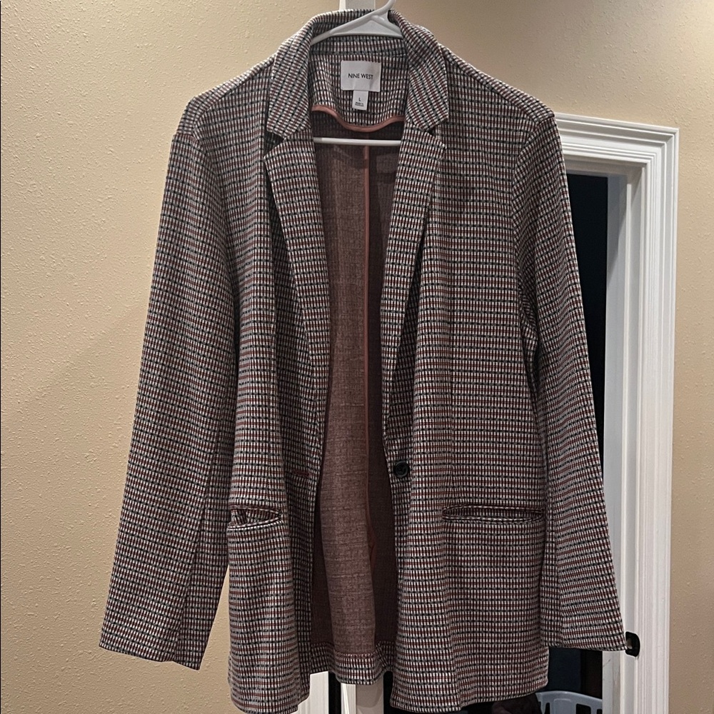 Nine West Black and White Houndstooth Blazer